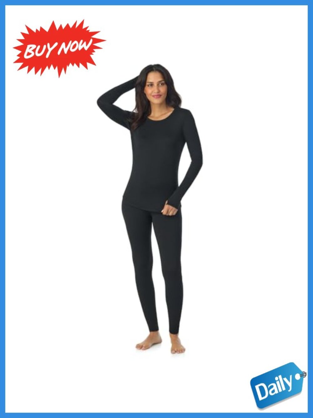 Cuddl Duds Lightweight 2 Piece Active Base Layer Set Long Sleeve Top Leggings